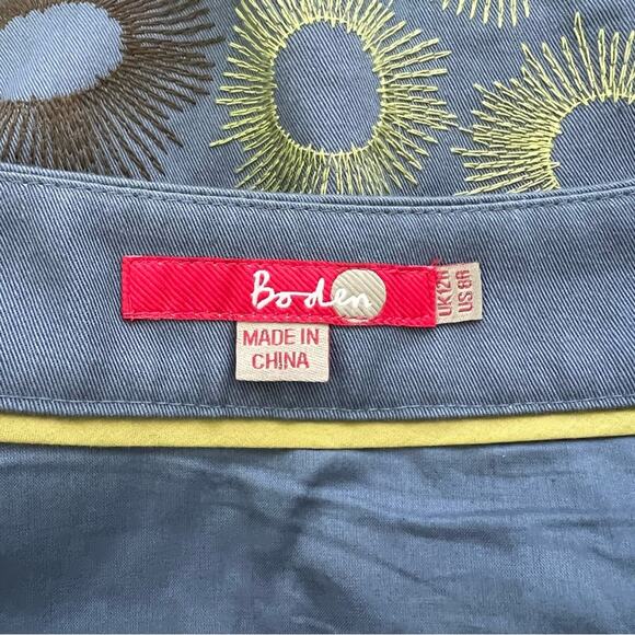 Boden Blue Embroidered Sunburst A line Pencil Skirt Size 8 - Picture 10 of 12